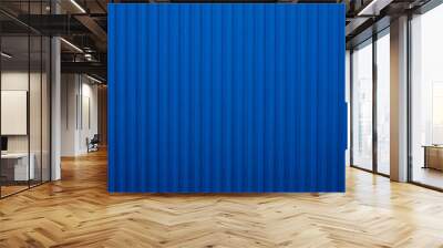 bright blue zinc fence Abstract geometrical background, Slanting lines, striped texture Wall mural