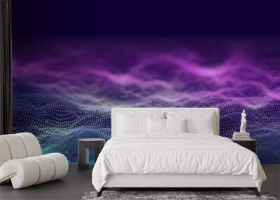 3d abstract digital technology background. Futuristic sci-fi user interface concept with gradient dots and lines. Big data, artificial intelligence, music hud. Blockchain and cryptocurrency Wall mural