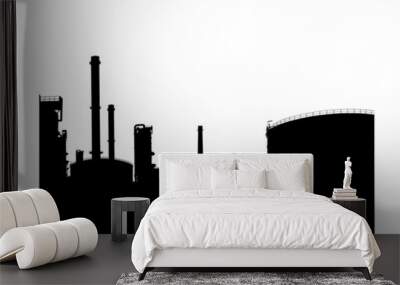 Silhouetted of oil refinery Wall mural