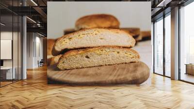 Closeup of baked bread Wall mural