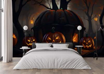 halloween pumpkin on a halloween Wall mural