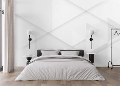 Abstract white and grey geometric technology design background. Wall mural