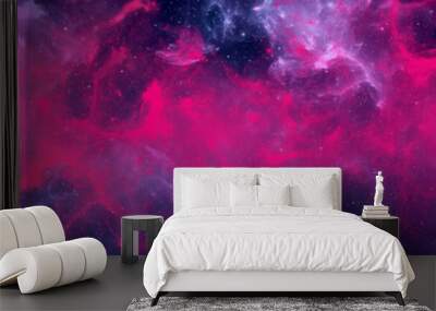 Nebula and stars in night sky web banner. Space background. Wall mural