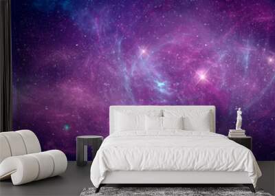 Nebula and stars in night sky web banner. Space background. Wall mural