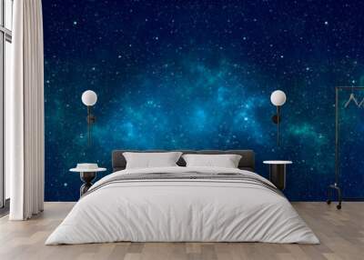 Nebula and stars in night sky web banner. Space background. Wall mural