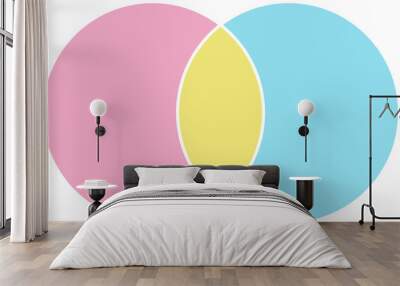 Venn Diagram, set diagram, logic diagram with two overlapping circles. Infographic design in bright pastel colors. Wall mural