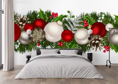 christmas horizontal seamless background. vector illustration. Wall mural