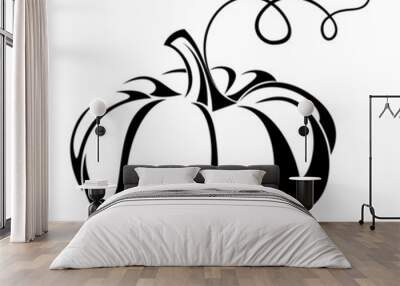 Pumpkin. Vector black silhouette. Wall mural