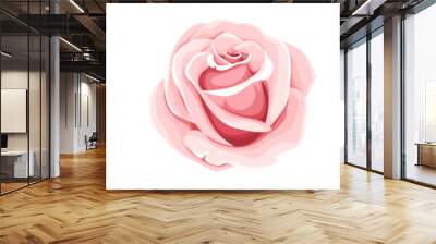 Roses. Set of three pink rose flowers isolated on a white background. Vector illustration Wall mural