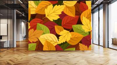 seamless background with colorful autumn leaves. vector Wall mural