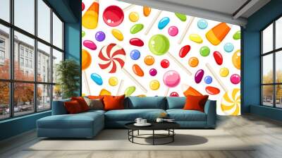 Seamless background with Halloween candies. Vector illustration. Wall mural