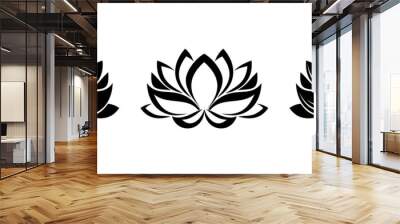 Set of three silhouettes of lotus flowers. Vector illustration. Wall mural