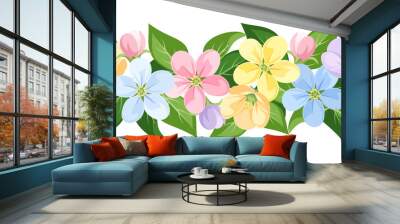 Vector horizontal seamless background with colorful flowers. Wall mural