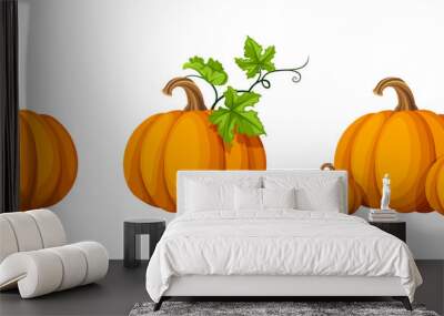 Vector set of orange pumpkins isolated on a white background. Wall mural