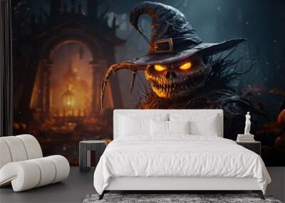 Halloween Background Using Generated AI Tools Wall mural