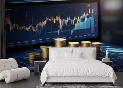 stock market chart Wall mural