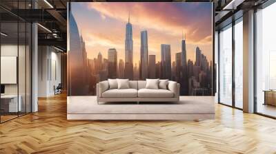 Beautiful view of tall buildings top view with sofa Wall mural