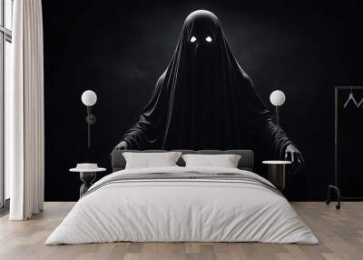 Scary ghost in the Shadows with glowing eyes ,Mysterious Figure Wall mural