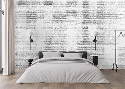 Monochrome texture composed of irregular graphic elements. Distressed uneven grunge background. Abstract vector illustration. Overlay for interesting effect and depth. Isolated on white background. Wall mural