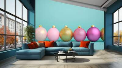 Festive elegance a beautiful display of colorful christmas ornaments perfect for holiday decor and celebrations Wall mural