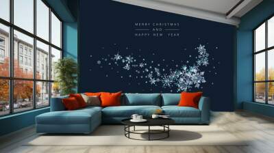 Christmas Background Crystal Snowflakes Wall mural