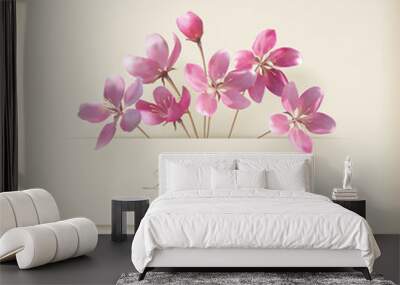 Floral spring vector 'Thank you' pink flowers card Wall mural