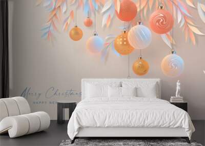 Merry Christmas and Happy New Year banner Wall mural