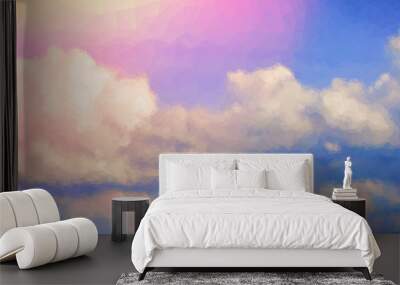 Sunrise Sky Vector Polygonal Background Wall mural