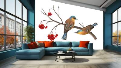 Vector Birds on Branch Wall mural