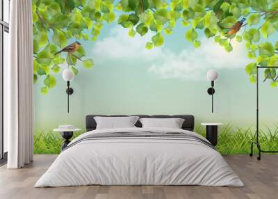 Vector Summer landscape Wall mural