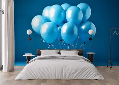 blue happy holiday air flying balloon isolated on white background. Wall mural