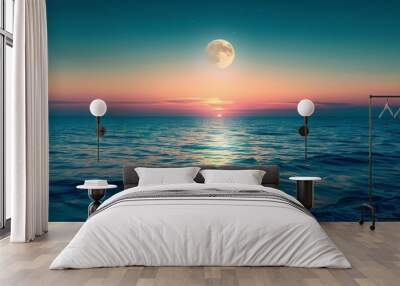 A full moon rising over a body of water Wall mural