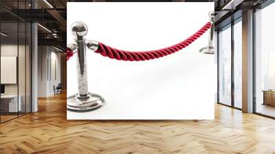 A red rope is attached to a silver pole Wall mural