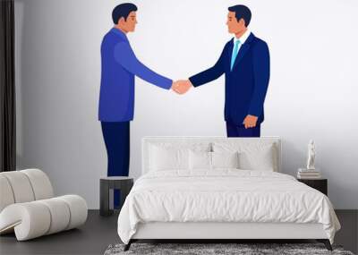 Businessmen shaking hands. Handshake of two men. Agreement of parties. Partnership Concept. Successful negotiations. Business partners meeting. Vector illustration Wall mural