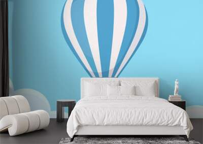 Hot air balloon in the sky with clouds. Flat cartoon design. Vector illustration Wall mural