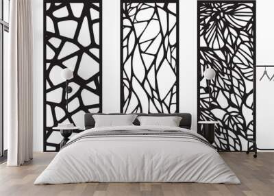 Decorative wall panels set, pattern with abstract flowers Wall mural