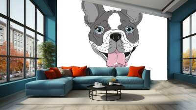 Happy dog portrait vector illustration.Print for t shirts, cards Wall mural