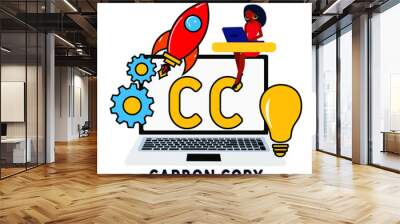 CC - Carbon Copy acronym. business concept background. vector illustration concept with keywords and icons. lettering illustration with icons for web banner, flyer, landing pag Wall mural