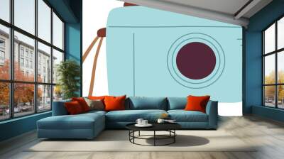 Cute camera flat vector illustration. Wall mural