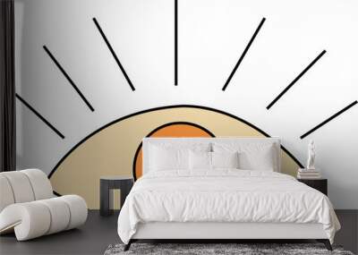 Surreal eye in trendy retro cartoon style. Flat vector illustration Wall mural