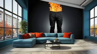 Pants on fire. Wall mural