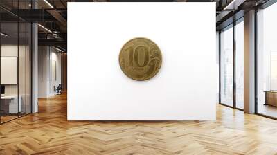 Russian coin ten rubles on a white background Wall mural