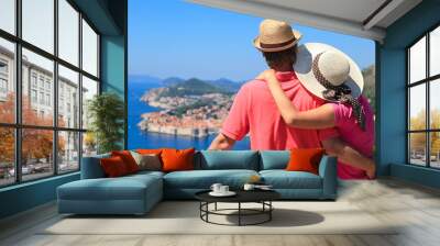 happy couple on vacation in Europe Wall mural