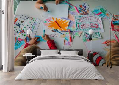 kids drawing, education, learning, arts and crafts class Wall mural