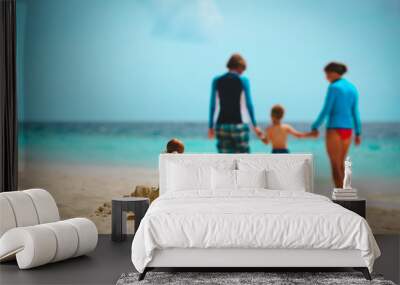 sand castle on tropical beach, family vacation Wall mural