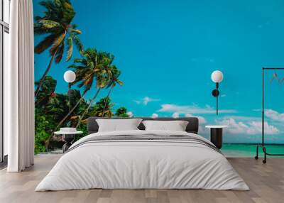 tropical sand beach with palm trees Wall mural