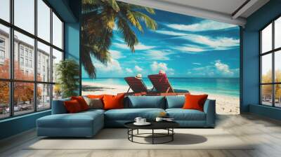 Two chairs on the tropical beach Wall mural