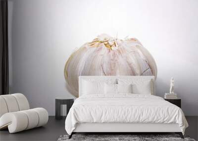 An unpeeled garlic on white background Wall mural