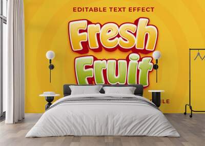 Fresh Fruit 3d Editable Text Effect Cartoon Style Premium Vector Wall mural