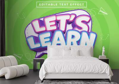 Lets Learn 3d Editable Text Effect Cartoon Style Premium Vector Wall mural